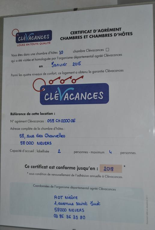 Chambre D'Hotes Le Cadran Des Chauvelles Nevers Exteriör bild